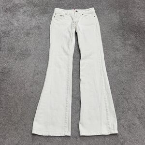Lily Pulitzer Palm Beach Fit Flare Denim Jeans Womens 0 White Mid Rise Stretch